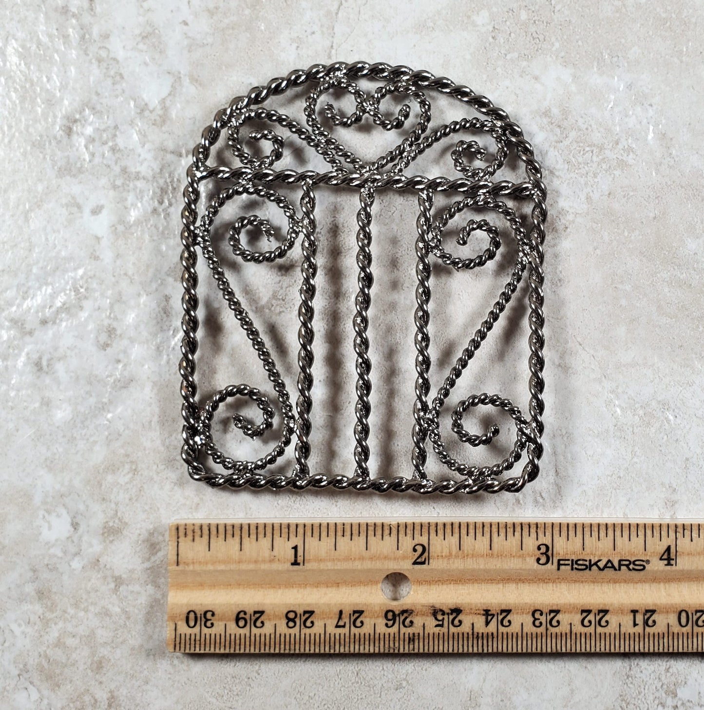 Miniature Gate Fence Piece Metal Black Chrome Fairy or Dollhouse Garden Decor