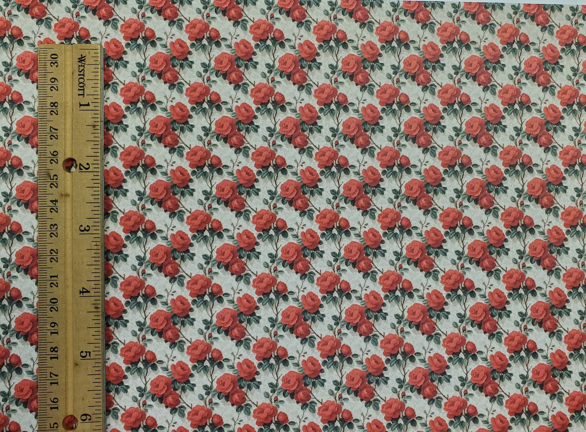 Dollhouse Wallpaper Red Rose Cluster 1:12 Scale by MiniatureCrush