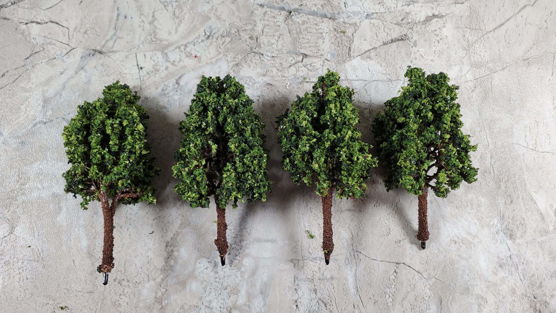 Miniature Green Tree or Shrub Bush 3" Tall 4 pc Model Scenery RR Dollhouse Garden