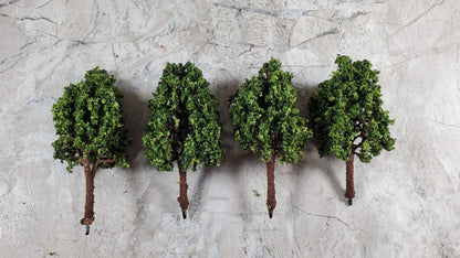 Miniature Green Tree or Shrub Bush 3" Tall 4 pc Model Scenery RR Dollhouse Garden