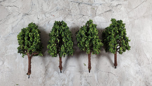 Miniature Green Tree or Shrub Bush 3" Tall 4 pc Model Scenery RR Dollhouse Garden