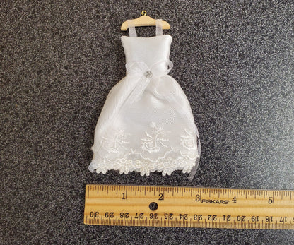 Dollhouse Miniature Wedding Dress on Hanger White by Reutter 1:12 Scale