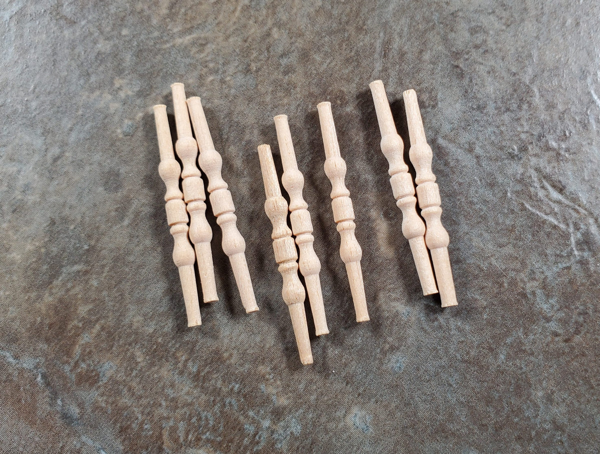 Mini Spindle Rail Dollhouse Miniature Spindles Small Wood 8 Pieces 1:12 Scale 1 1/4