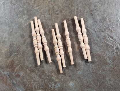 Dollhouse Miniature Spindles Small Wood 8 Pieces 1:12 Scale 1 1/4" HW12031