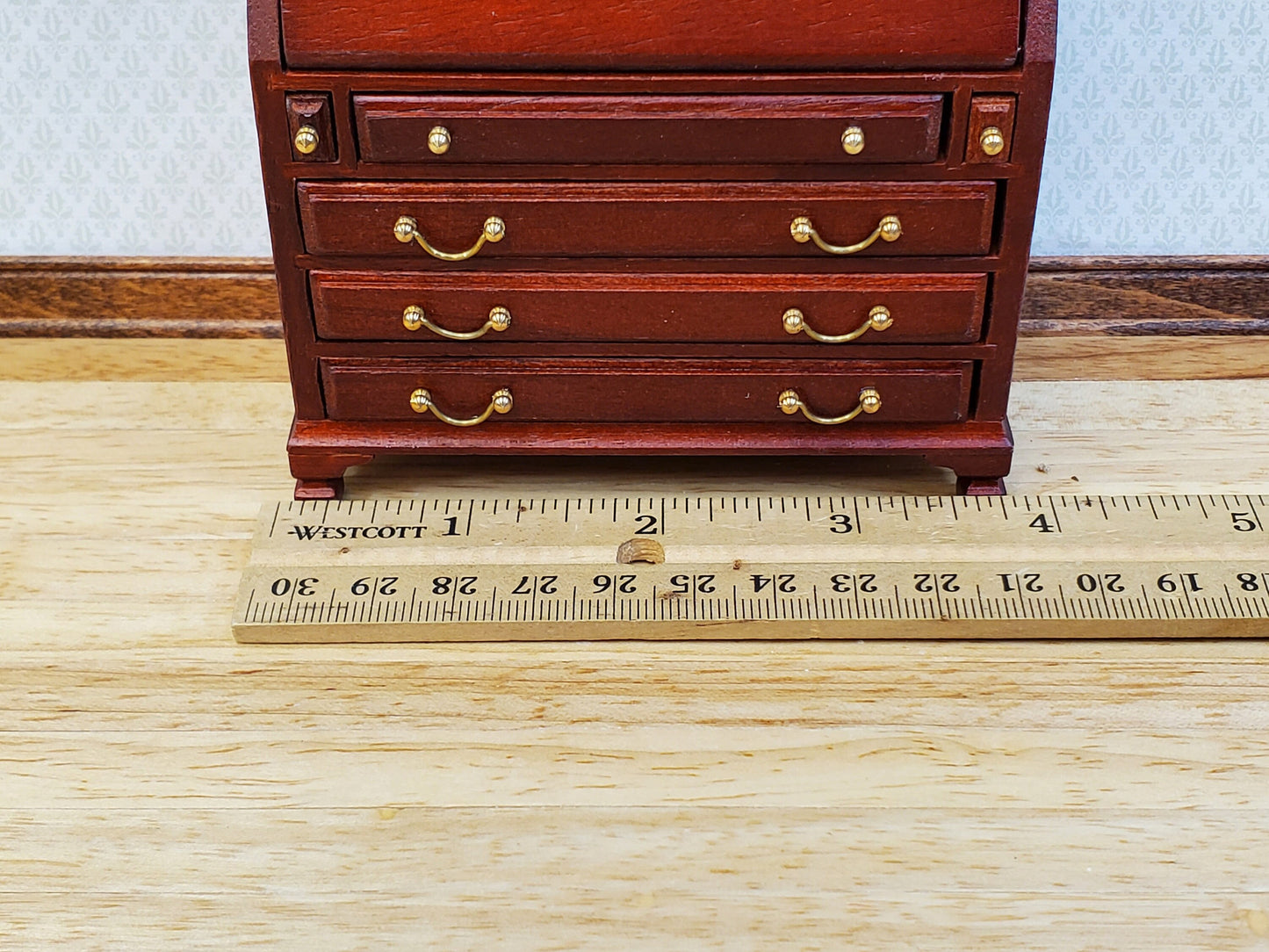 Dollhouse Secretary Writing Desk w/ Upper Cabinet 2 Pieces 1:12 Scale Furniture