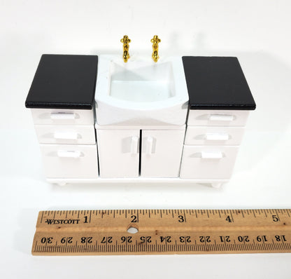 Dollhouse Modern Kitchen or Bathroom Sink Cabinet in White1:12 Scale Miniature Furniture
