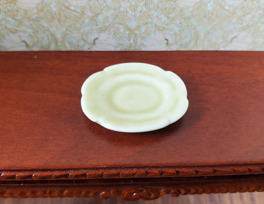 Dollhouse Light Brown Ceramic Serving Platter Scallop Edge 1:12 Scale Miniature