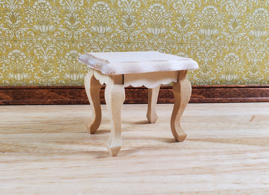 Dollhouse Side or End Table Curvy Top Fancy 1:12 Scale Furniture Unpainted Wood