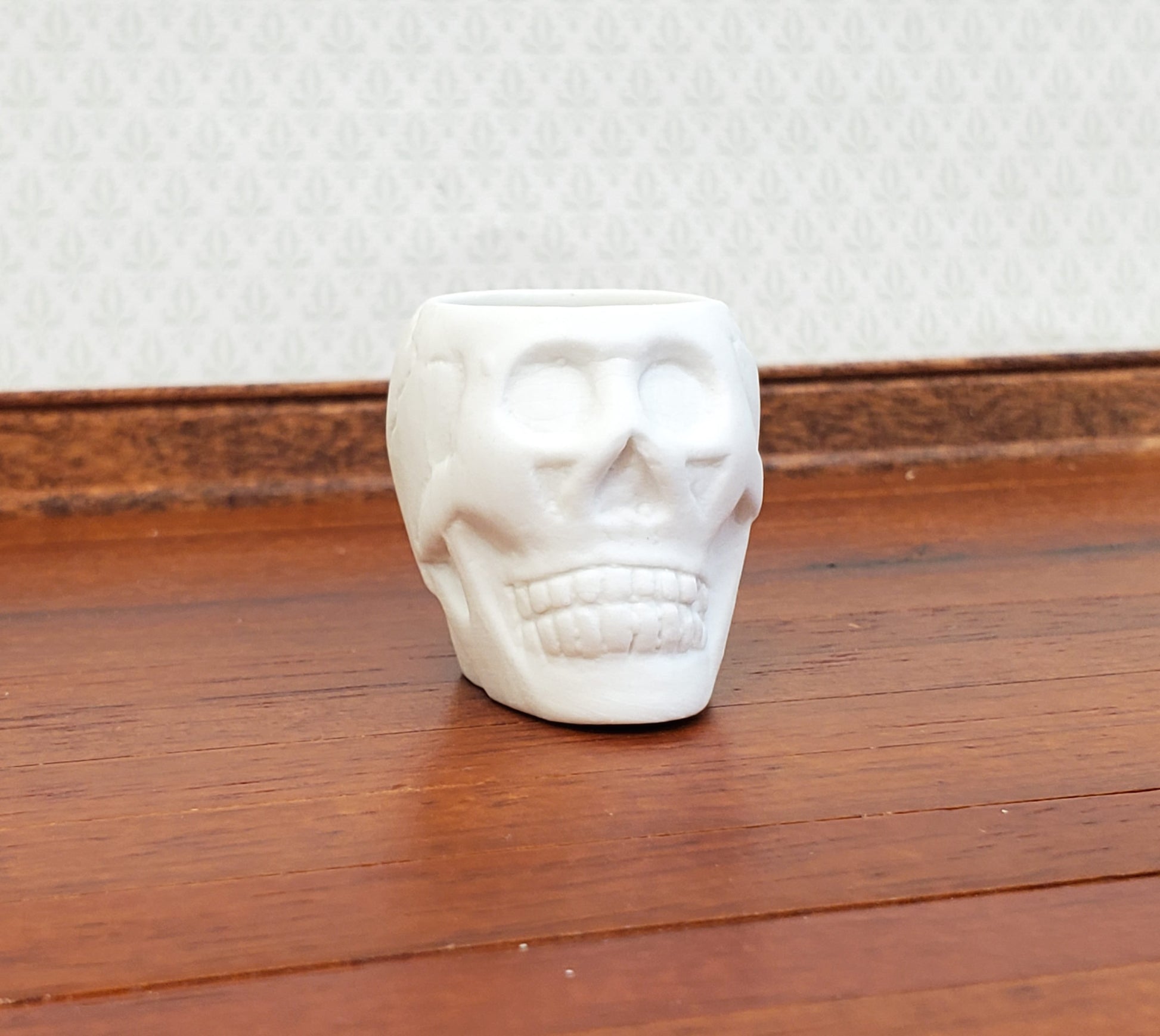 Miniature Halloween Skull Planter or Candy Dish for Dollhouse Decoration 1" Tall