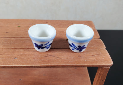 Dollhouse Blue and White Ceramic Pots Set of 2 1:12 Scale Miniature