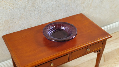 Dollhouse Large Ribbed Glass Bowl Purple 1:12 Scale Miniature Kitchen Dish