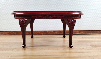 Dollhouse Dining Table Oval Wood Mahogany Finish 1:12 Scale Miniature Furniture