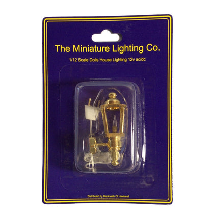 Dollhouse Coach Light Gold Exterior Wall Lamp 12 volt w/Plug 1:12 Scale Miniature