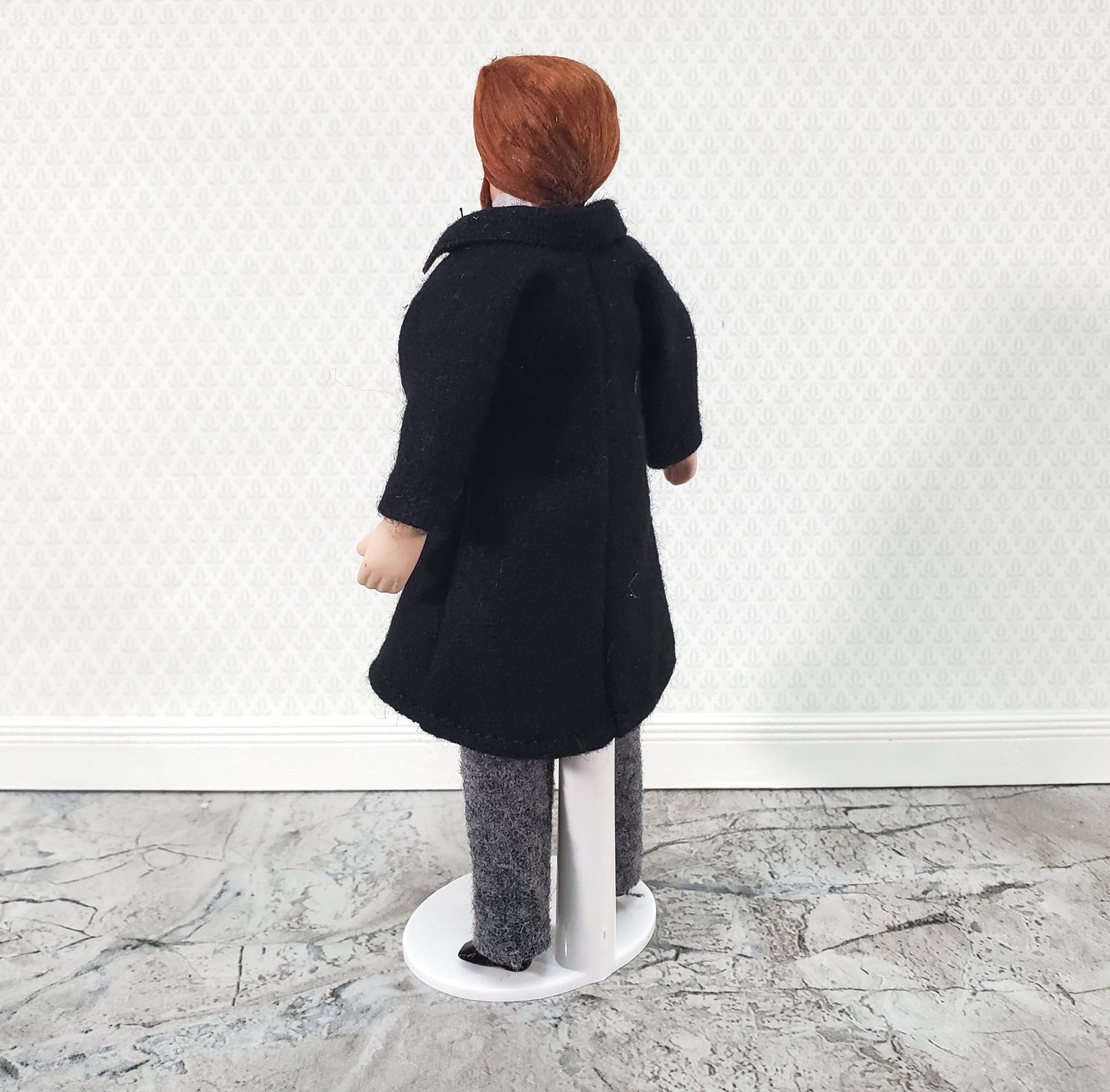 Dollhouse Man Doll Porcelain Dad Father with Beard 1:12 Scale Miniature Poseable