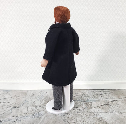 Dollhouse Man Doll Porcelain Dad Father with Beard 1:12 Scale Miniature Poseable