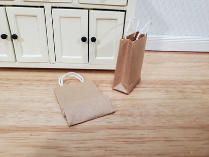 Dollhouse Brown Grocery Bags Shopping Paper Set of 4 1:12 Scale Miniature Decor