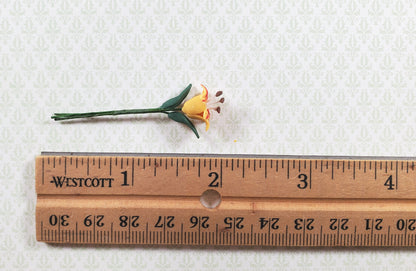 Dollhouse Orange & Red Tiger Lily Single Stem with Foliage 1:12 Scale Miniature