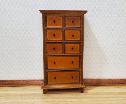JBM Dollhouse Tall Dresser Country Style Walnut Finish 1:12 Scale Furniture