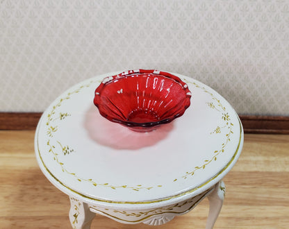Dollhouse Large Red Glass Flared Bowl 1:12 Scale Miniature Color Flaw