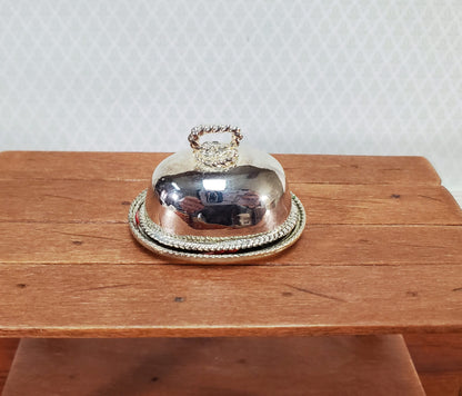 Dollhouse Food Chicken with Fruit on Silver Plated Platter with Lid 1:12 Scale Miniature by Falcon