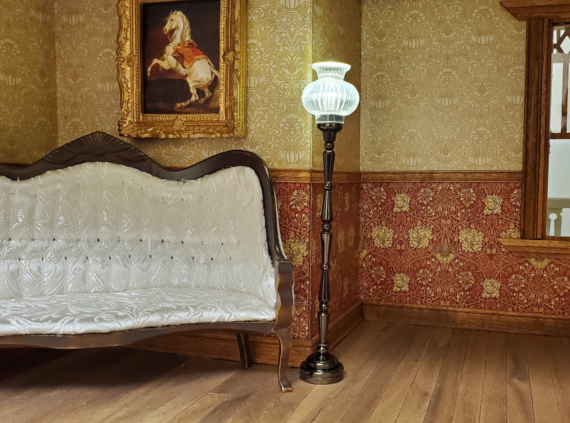 Dollhouse Tall Floor Lamp Battery Light Torchiere 1:12 Scale Miniature