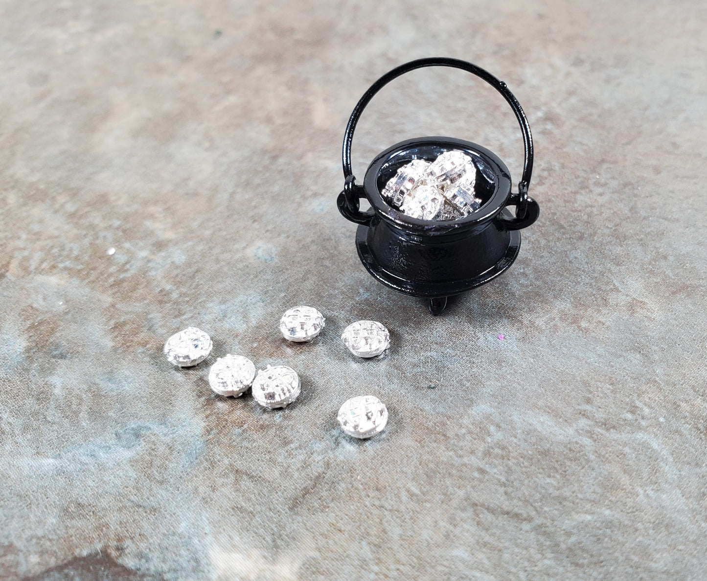 Dollhouse Silver Coins Metal x25 Pieces 1:12 Scale Miniature