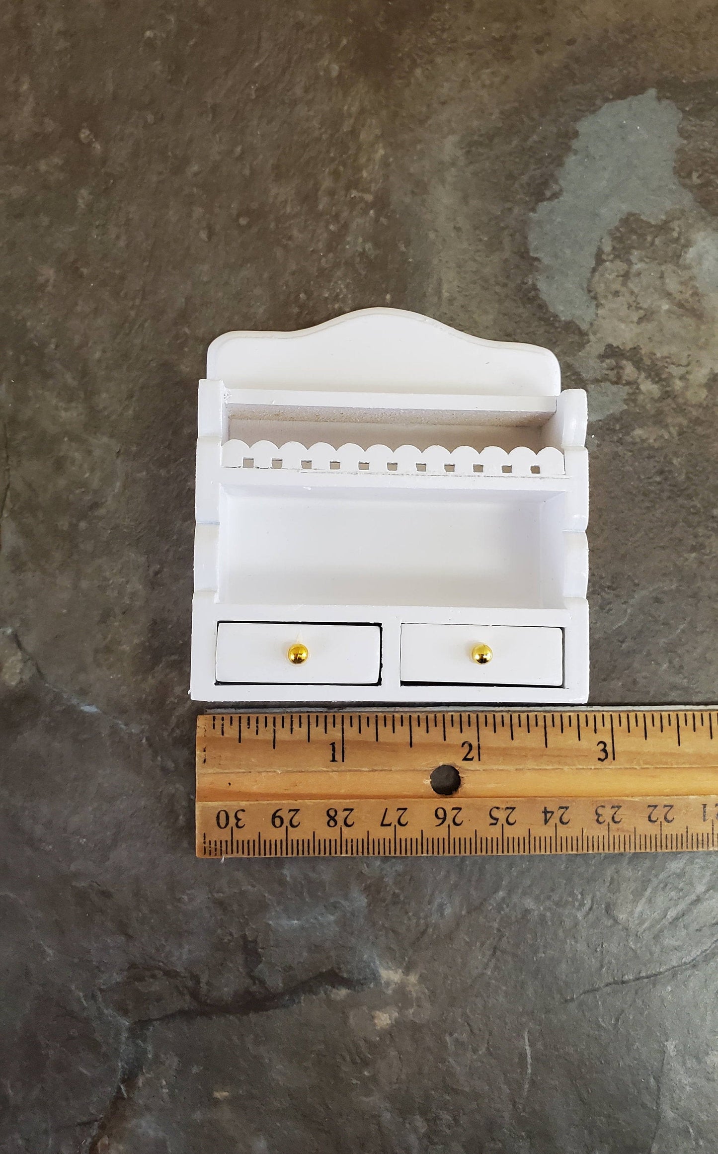 Dollhouse Miniature Hanging Kitchen Shelf White with Drawers 1:12 Scale Furniture