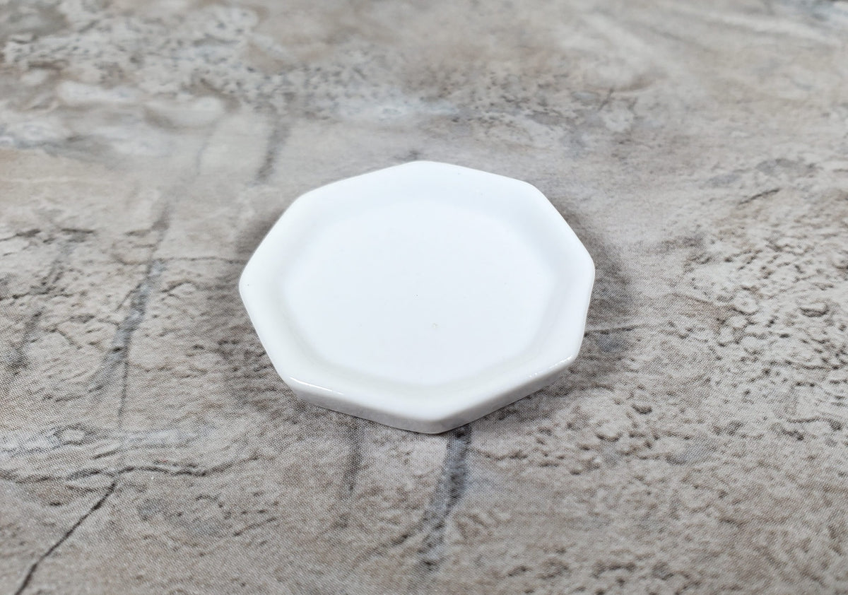Dollhouse White Ceramic Platter Large 1:12 Scale Miniature Tray