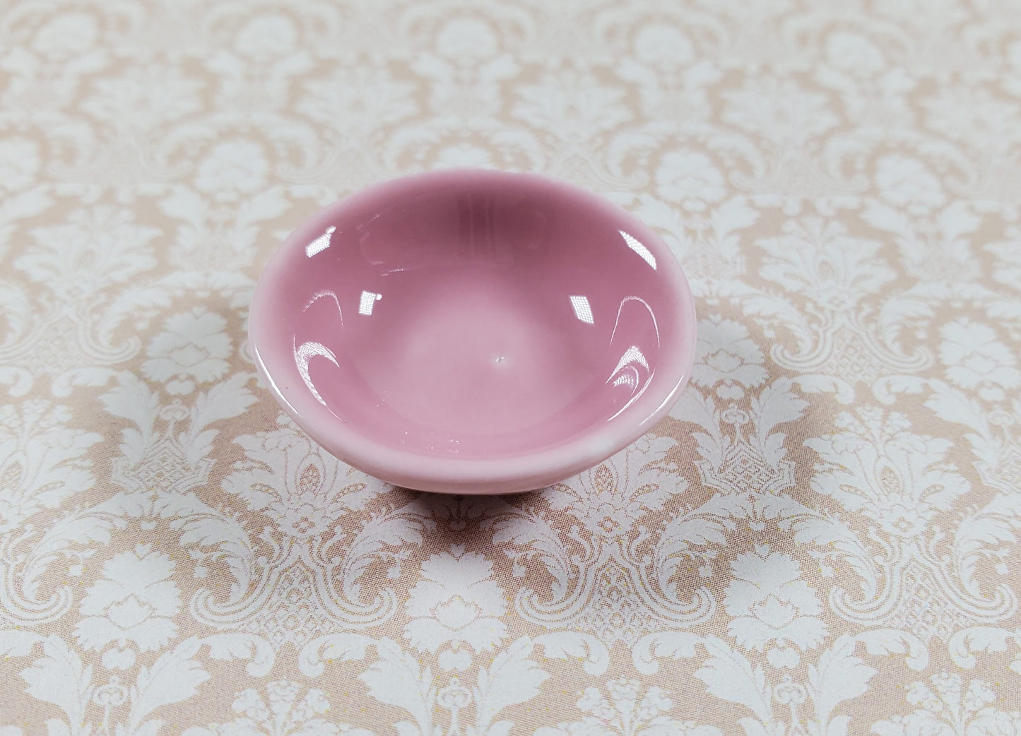 Dollhouse Large Pink Porcelain Bowl 1:12 Scale Miniature
