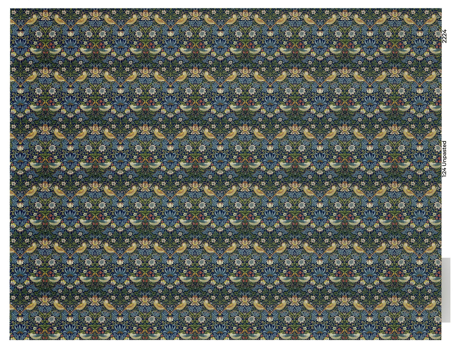 Dollhouse HALF SCALE Wallpaper William Morris Strawberry Thief 1 Sheet 1:24