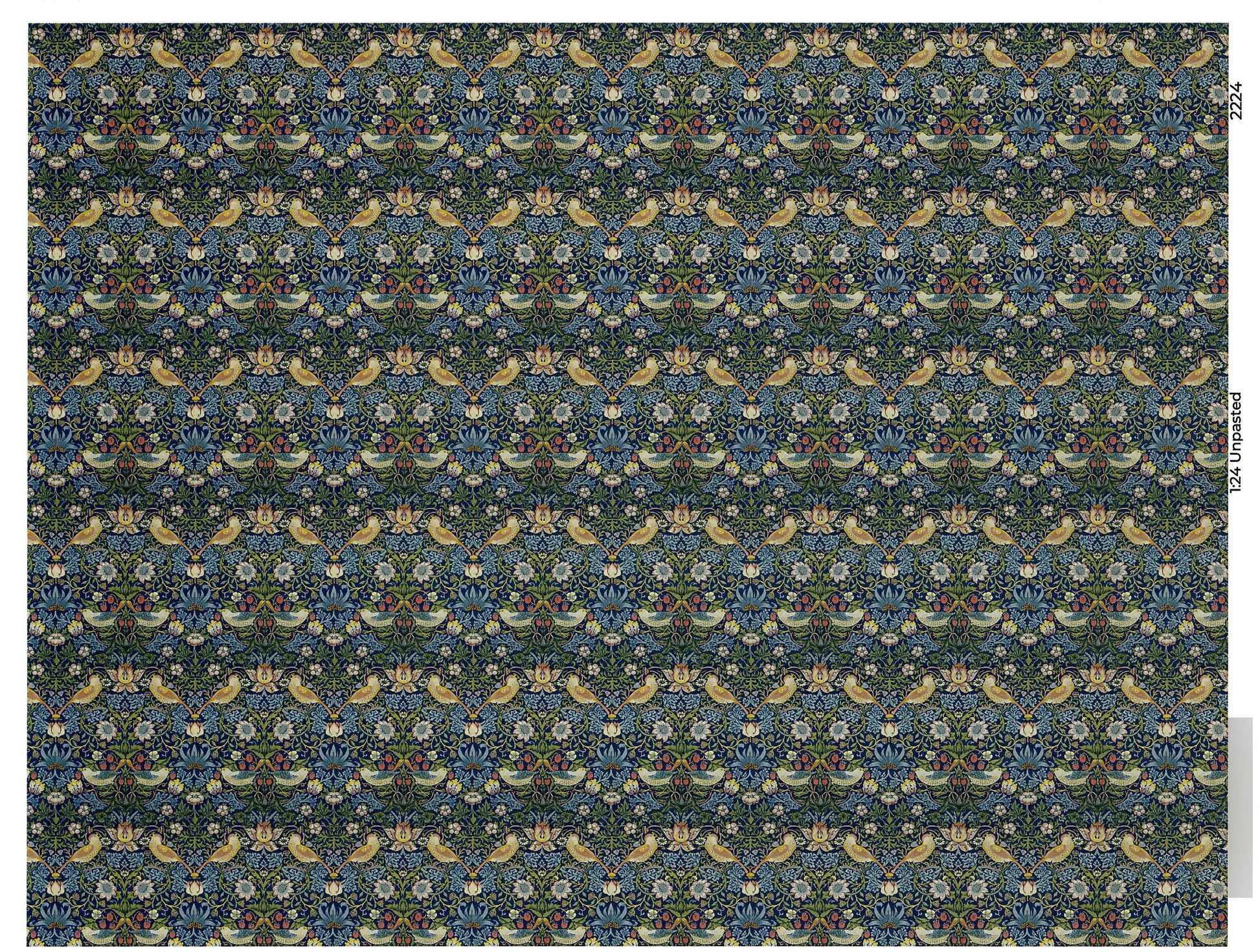 Dollhouse HALF SCALE Wallpaper William Morris Strawberry Thief 1 Sheet 1:24