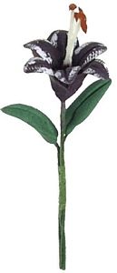 Dollhouse Purple Tiger Lily Single Stem with Foliage 1:12 Scale Miniature