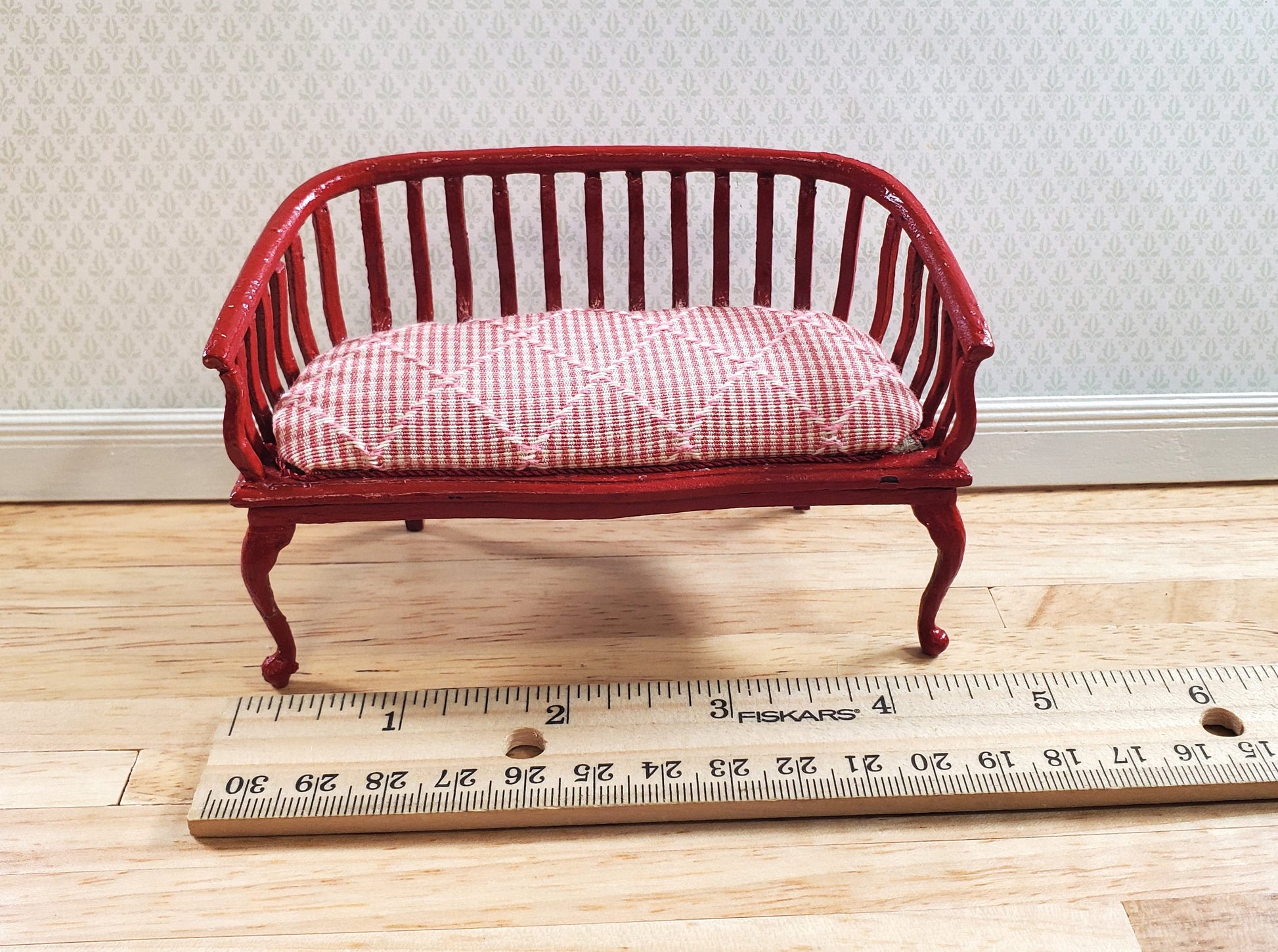 Dollhouse Padded Bench Handmade Estate Piece 1:12 Scale Miniature Furniture