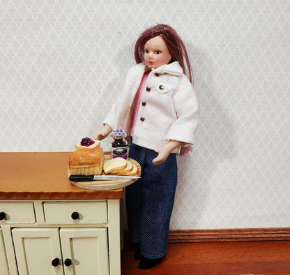 Dollhouse Bread Set with Jelly Knife Plates on Board 1:12 Scale Miniature Food