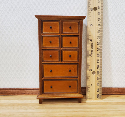 JBM Dollhouse Tall Dresser Country Style Walnut Finish 1:12 Scale Furniture