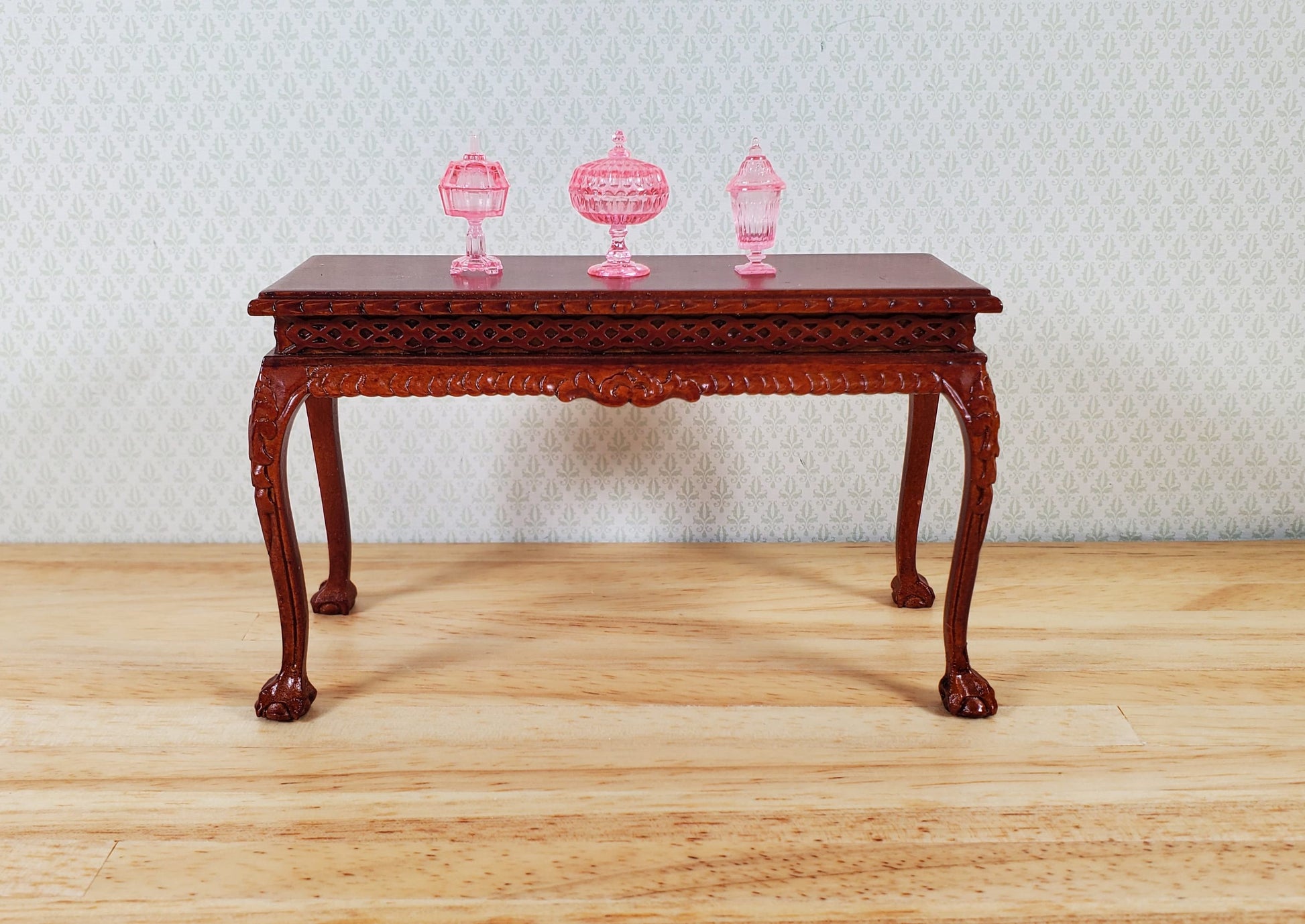 Dollhouse 3 Tiny Pink Candy Dishes with Lids 1:12 Scale by Chrysnbon Miniatures