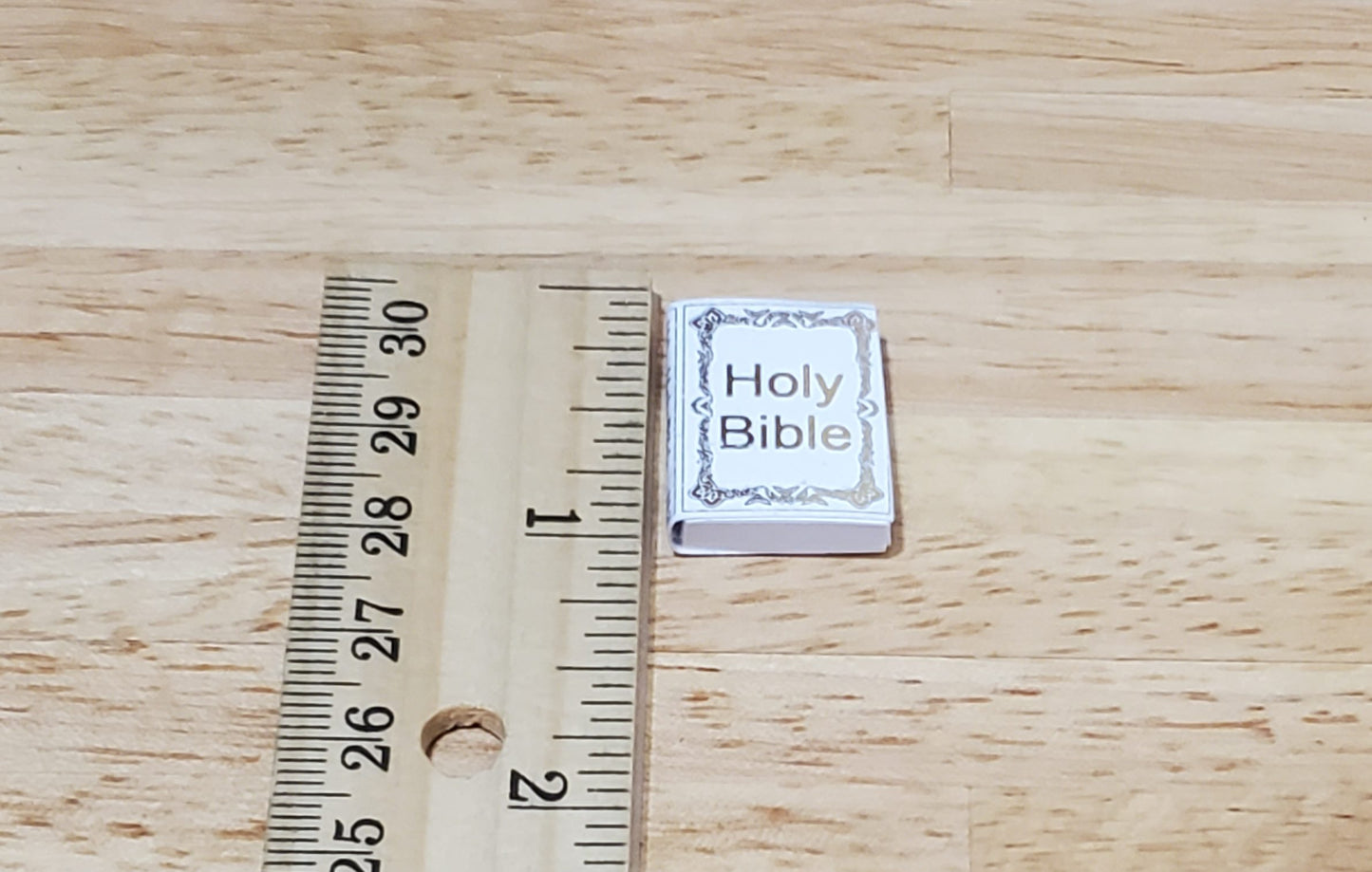 Dollhouse The Holy Bible Book White & Gold 1:12 Scale Miniature (blank inside)