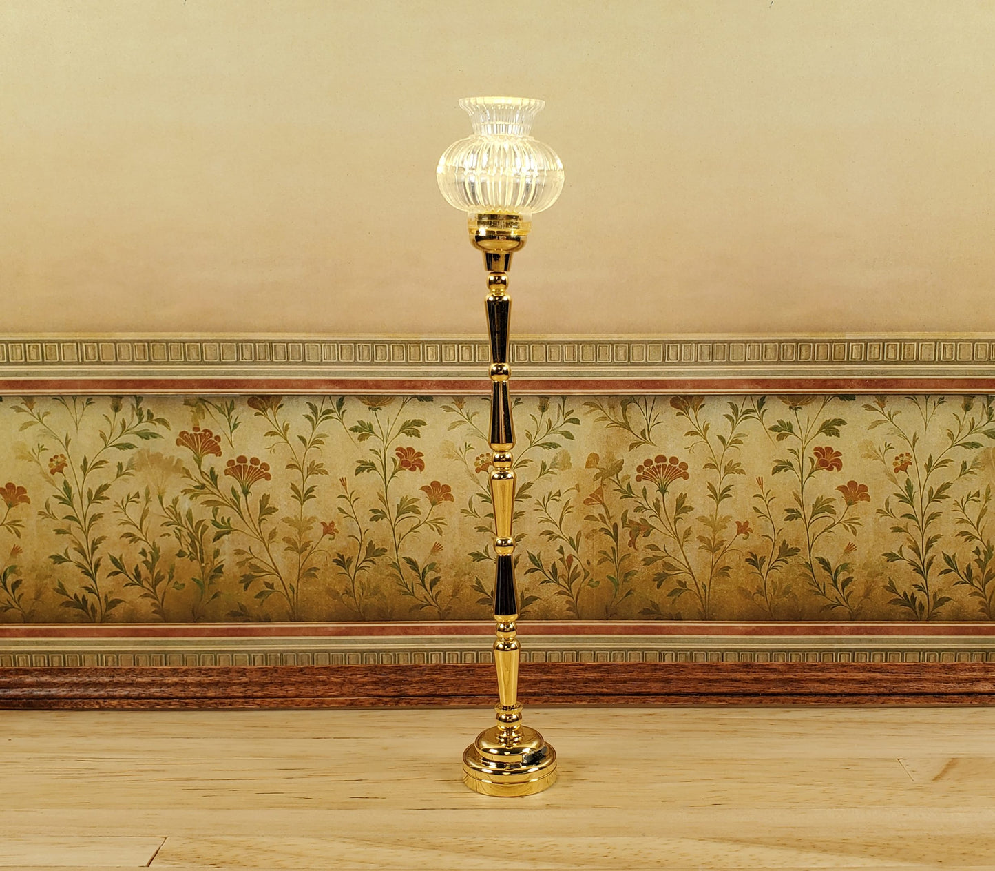 Dollhouse Tall Floor Lamp Battery Light Torchiere 1:12 Scale Miniature