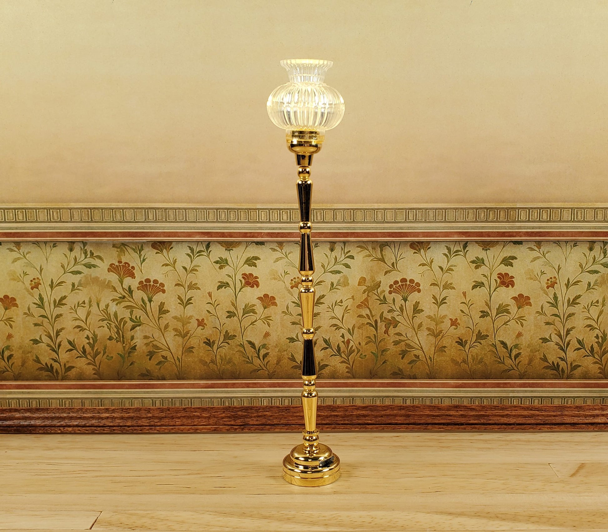 Dollhouse Tall Floor Lamp Battery Light Torchiere 1:12 Scale Miniature