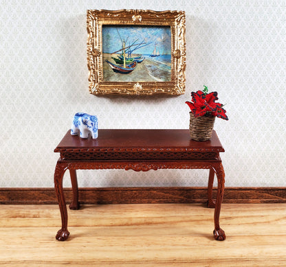 Dollhouse Red Coleus Plant in a Basket 1:12 Scale Miniature Garden Potted Plant