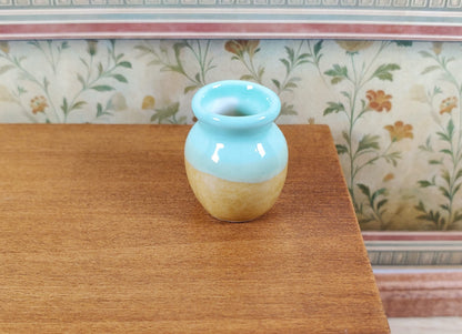 Dollhouse Two Toned Ceramic Vase Sea Green & Tan 1:12 Scale Miniature