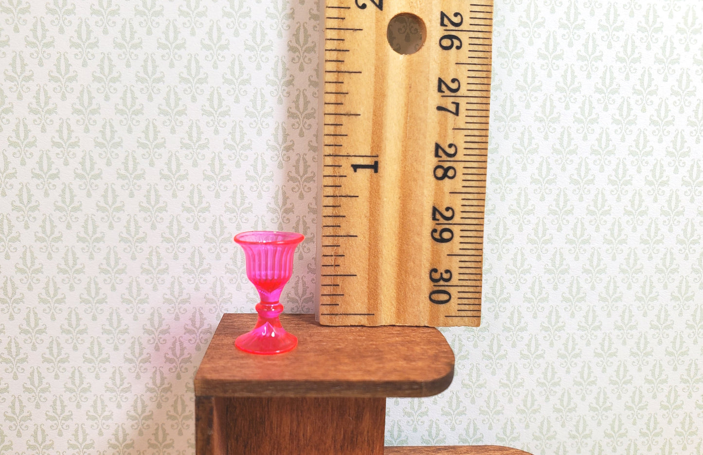 Dollhouse Crystal Pink Wine Glass 1:12 Scale Miniature Kitchen Dining