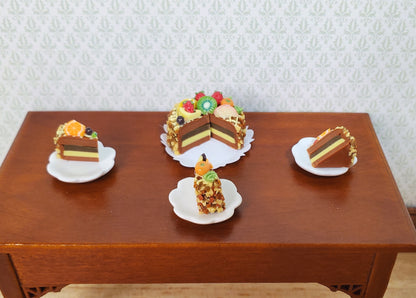 Dollhouse Fruit Topped Cake Sliced 1:12 Scale Miniature Dessert Food Bakery