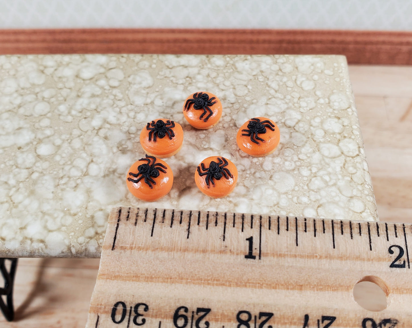 Dollhouse Pastries Donuts Halloween Spider Theme Set of 5 1:12 Scale Miniature
