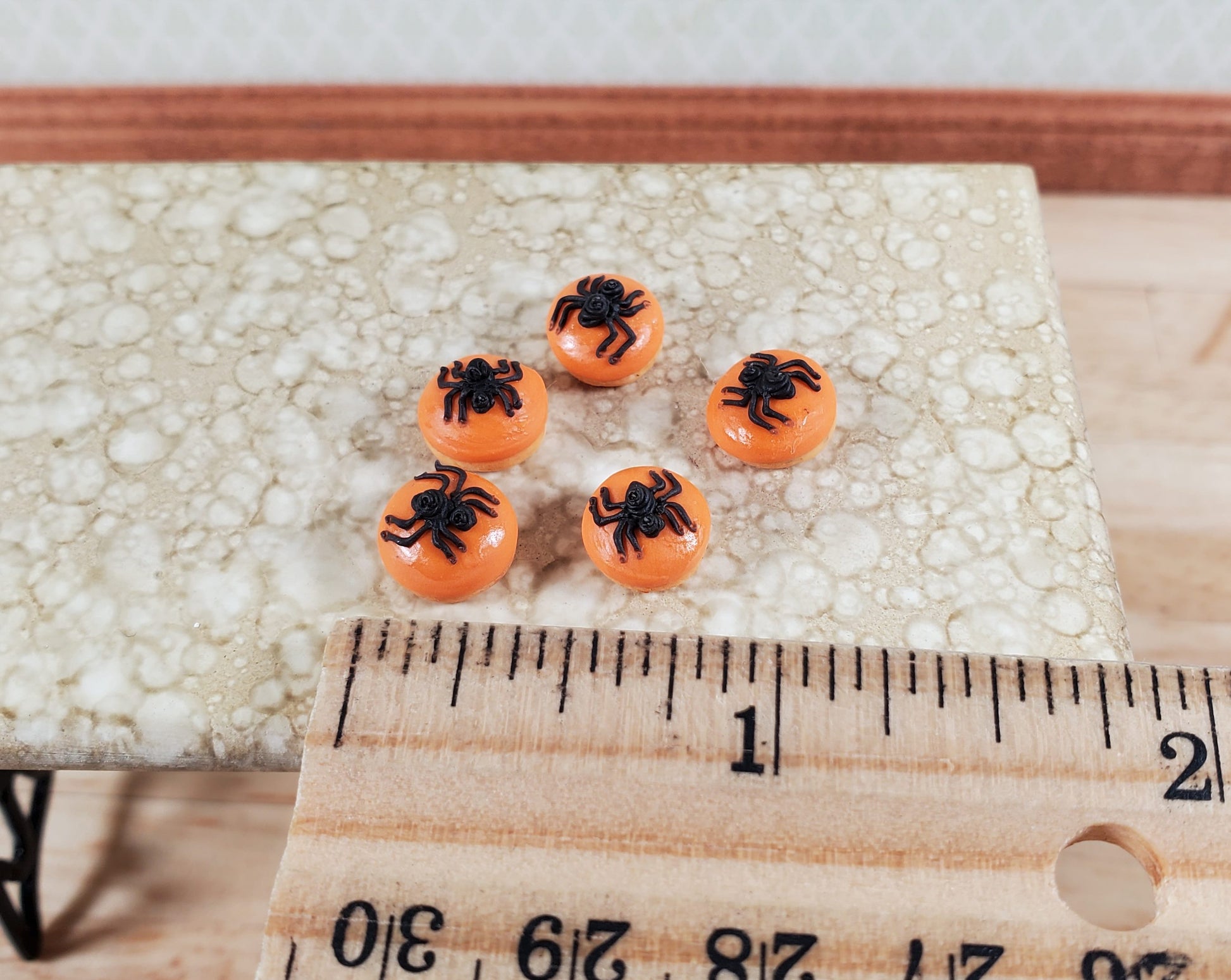 Dollhouse Pastries Donuts Halloween Spider Theme Set of 5 1:12 Scale Miniature