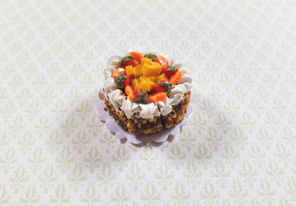 Dollhouse Fruit Topped Cake Sliced 1:12 Scale Miniature Dessert Food Bakery