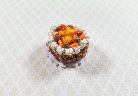Dollhouse Fruit Topped Cake Sliced 1:12 Scale Miniature Dessert Food Bakery