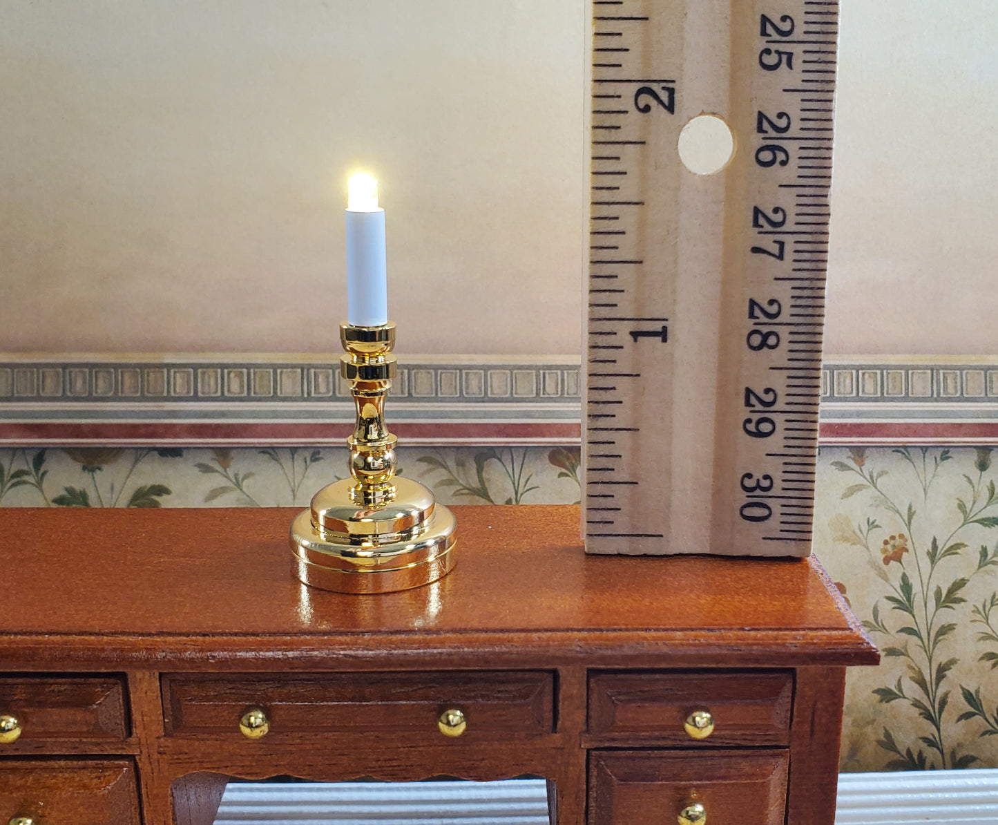 Dollhouse Battery Light with Wand Candle Stick Large 1:12 or 1/6 Scale Lamp