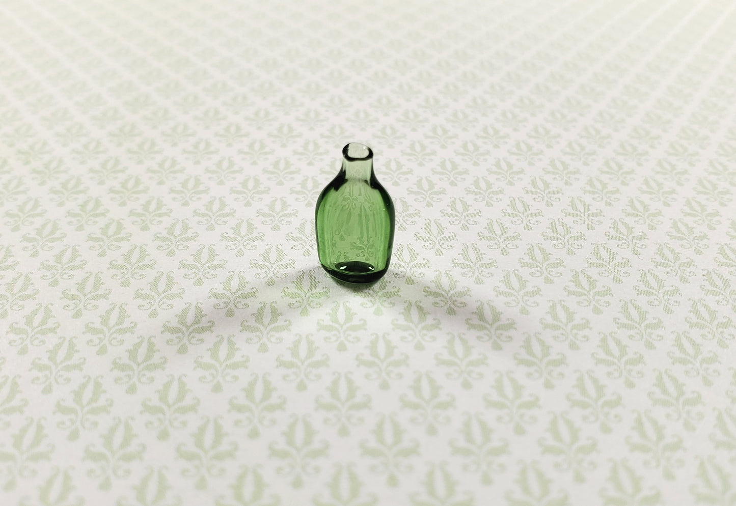 Dollhouse Green Glass Flask 1:12 Scale Miniature Kitchen