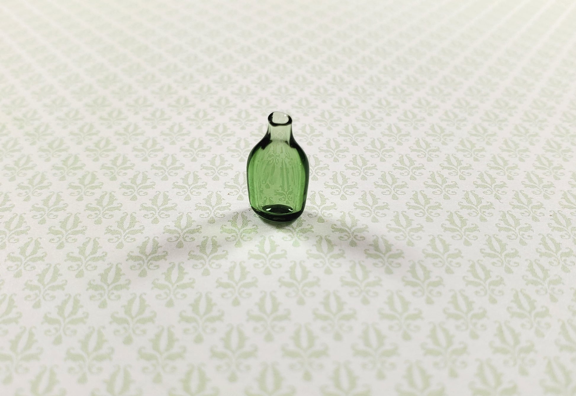 Dollhouse Green Glass Flask 1:12 Scale Miniature Kitchen
